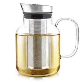 Teabloom 100% Plastic-Free Large Multi-Brew Borosilicate Glass Teapot + Kettle + Pitcher – Steep and Serve Hot Tea, Iced Tea, Cold Brew Tea and Fruit Infused Water – Legacy Tea Maker