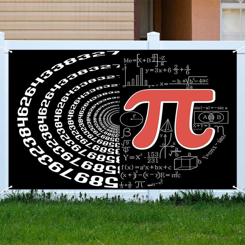 Aperturee Math Pi Day Banner 70.8 x 43.3 Inch, Happy