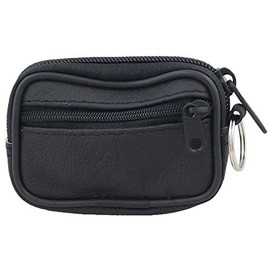 Sourcingmap Faux Leather 2-Pocket Zippered Coin Bag Purse Black