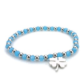 SAGA GIOIELLI® Women's Bracelet with Crystal Clover Leaf Lucky Charm Steel Stainless Steel Stone, Stainless Steel