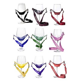 WineYoke Party Time Hand Free Wine Glass Holder Necklace - Set of 2 (Black & Burgundy) by WineYoke