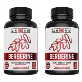 Zhou Nutrition Oregon Grape with Berberine 1 000mg Veggie Capsules 60 (500mg per capsule) 2 SET / Zhou Nutrition 베르베린 함유 오리건 포도 1 000mg 베지 캡슐 60정(캡슐 1정당 500mg) 2 SET