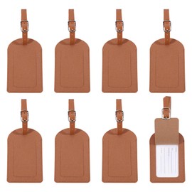 GLOBLELAND 1 x Leather Luggage Tag Suitcase Tag Travel Suitcase Labels Brown Suitcase Name Tags with Iron Clasp for Suitcases Backpacks Travel Bags