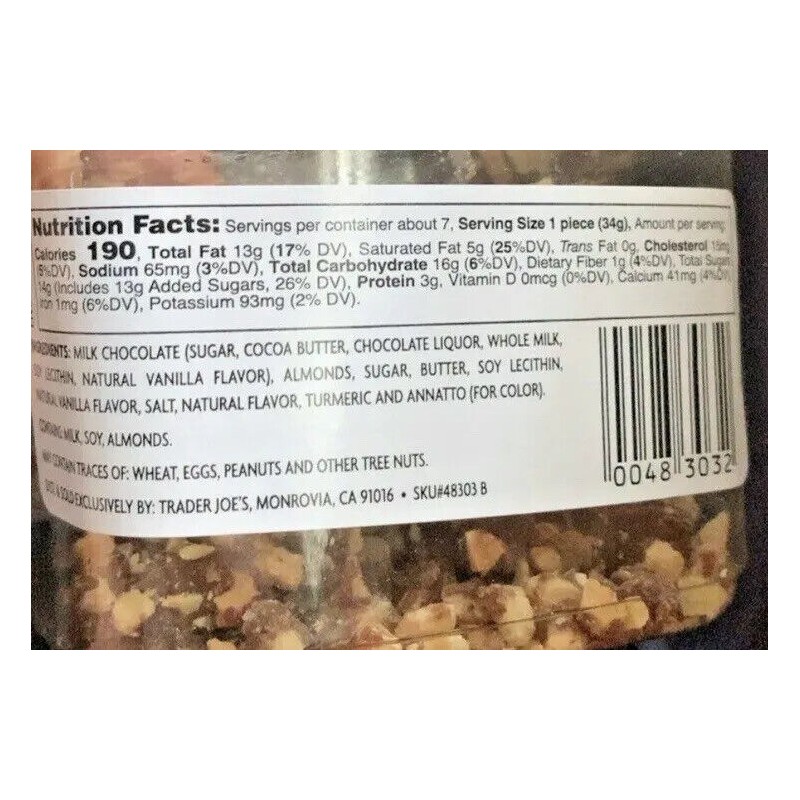 Trader Joe's 3 PACK ENGLISH TOFFEE WITH MILK CHOCOLATE, 8
