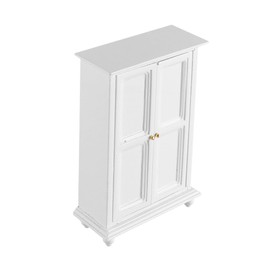 FONGKNOX Wooden Cabinet Drawer Miniature Doll House Wardrobe White Wooden Double Door Household Closet 1/12 Doll House Furniture Decoration Accessories