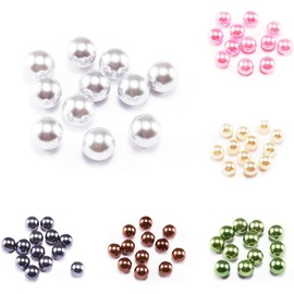50pcs 14 mm NO Hole Pearls Loose Beads ABS Imitation Pearl Beads Plastic Acrylic Beads for Jewelry Making Accessories 20 Colors (Multicolor)