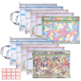 10 Pack Mesh Zipper Pouch Bags, Double-Layer Sorting Toy Storage Bags with Zipper, Breathable See-Through Board Game Storage, Puzzle Storage Bags for Building Blocks, Puzzles, Scrapbook, Books