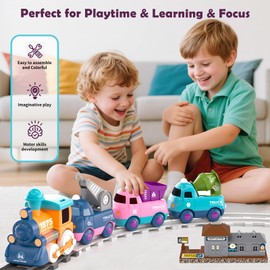 Train Set for Toddlers Toys for Ages 4,Toddler Toys for 4 Year Old Boy Girl Gifts, Electric Train Toy Set with Music, Light, Tracks,Learning Toy for 4 Year Old Boys Girls Birthday Gift