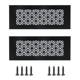 Geesatis 2Pcs Rectangle Shape Mesh Air Vent,Aluminium Alloy Vent Covers,Cabinet Shoe Cabinet Hardware Accessories Ventilation Cover, with Mounting Screws(Black,7.87 x 3.15 inch / 200 x 80 mm)