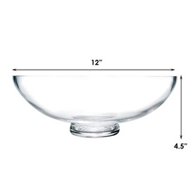 CYS EXCEL Glass Decorative Footed Bowl (H:4.5" D:12") | Fruit Display & Terrarium Bowl | Compote Vase & Kitchen Table Centerpiece
