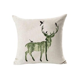 2 PCS Simple Deer Pillow Case Sofa Bed Home Decor Cushion Cover 45x45cm