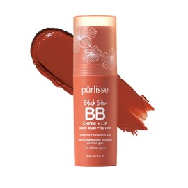 pūrlisse Blush Stick, 2-in-1 Cheek Lip Tint Stick - 100% Natural, Vegan - Buildable Lightweight Shimmer Cream Blush, Hydrating Formula for All Day Wear (Desert Sunset)