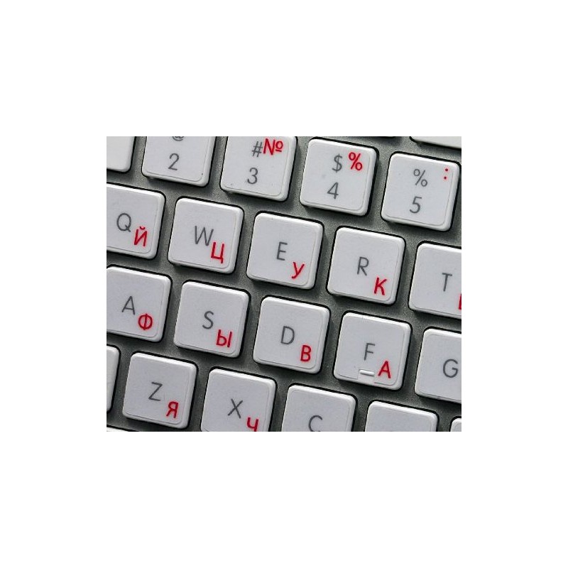 Russian Cyrillic Apple Keyboard Sticker with RED Lettering ON Transparent