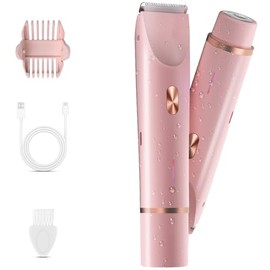 Recortadora de bikini para mujer, maquinilla de afeitar eléctrica 2 en 1 y afeitadora de bikini para mujer, IPX7, impermeable, recortadora de vello co