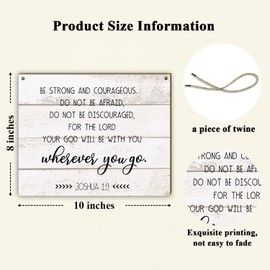 Bible Verse Gifts Christian Gifts for Women Religious Wall Decor Wooden Hanging Plaque, Strong Women Gifts, Be Strong and Courageous Joshua 1: 9, Spiritual Wall Art For Home Office Bedroom -13