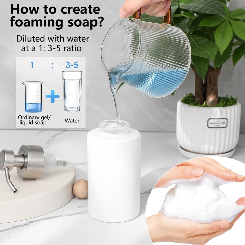 Foaming Soap Dispenser Set, 12 Oz Glass Hand Soap Dispenser