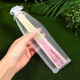 Gadpiparty 50 Pcs Bolsas De Personalizadas Funda Para Ventilador De Mano Bolsas Organza Blanca Largas Organza Bolso Abanico Plegable Niño Bolsa Embalaje Cordón