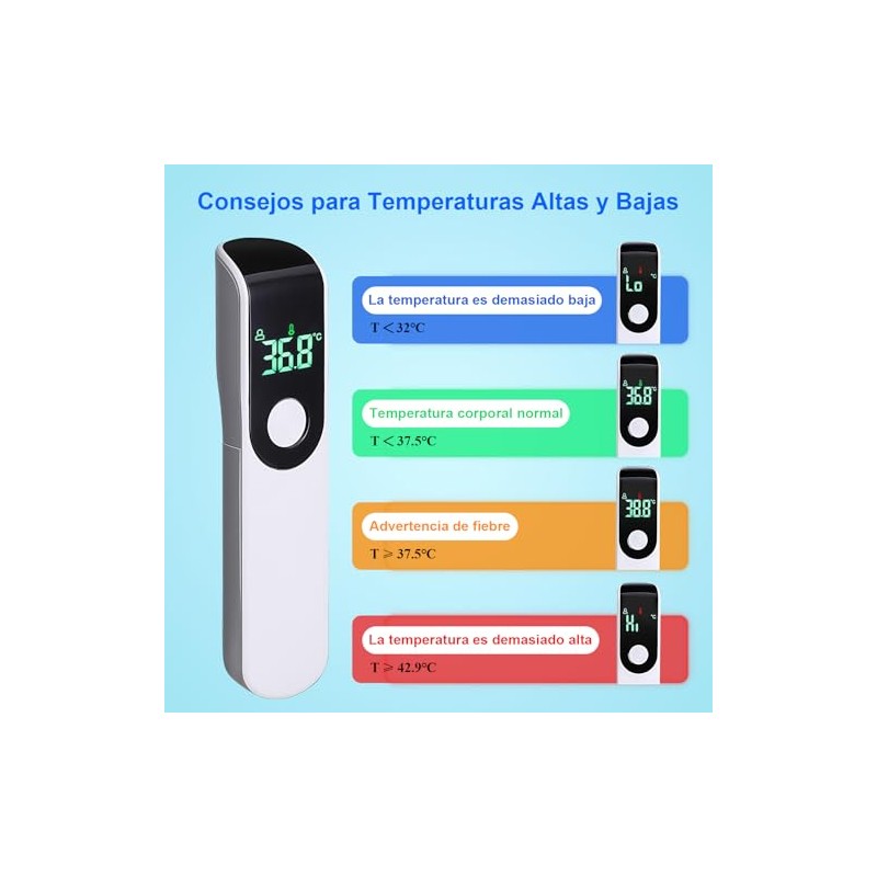 Termometro Digital Portátil, Termometro Infrarrojo 1 Segundo de Lectura