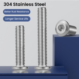 BNUOK 5/16-18 Bolt, 20Pcs 5/16-18 x 1-3/4" Flat Head Hex Socket Cap Screws, 304 Stainless Steel 18-8 Furniture Bolts, Full Thread (with Hex Spanner)