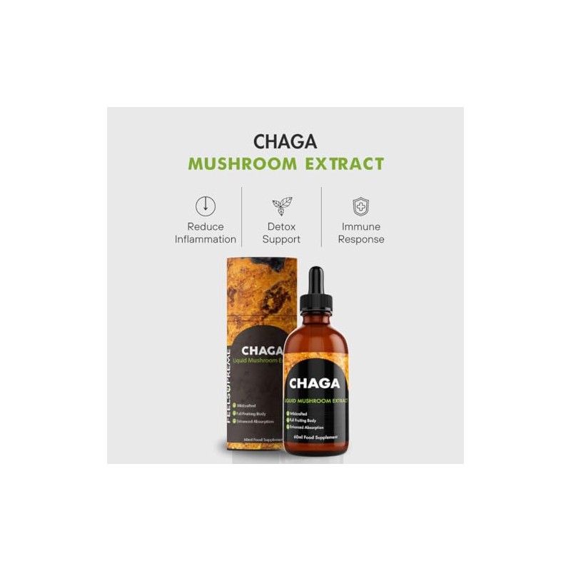 Feel Supreme - Chaga Mushroom Liquid Extract - Antioxidant-Rich, Pure