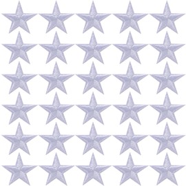 PAGOW 30 Pcs White Star Iron on Patch, 1 Inch Sew on Embroidered Patches for Clothes, Hats, Jackets, Backpacks, Decor, Appliques Decoration (White, 1")