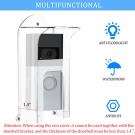 Transparent Doorbell Rain Cover Compatible with Blink/Google/Arlo/Eufy/Wyze/Reolink Video Doorbell, Plastic Doorbell Rain Sun Cover Shield Weatherproof Waterproof Protector for Door Access