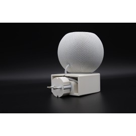 Generisch Designer Carousel Holder for HomePod Mini (White/Round), Screwless Wall Mount for Socket, Sturdy Wall Mount with Cable Management