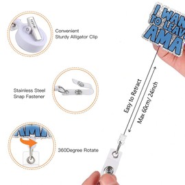 Jevzify Funny Badge Reel Retractable for ID Card Badge,I Want to Leave AMA Badge Holder Retractable Alligator Clip for Nurse/Doctor/Medical Assistant/Nursing Student/Office Worker/Hopstial