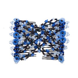 Ruihfas 24 Colors Easy Stretch Hair Comb Magic Beaded Hair Styling Combs Clips for Women Girls (Blue)