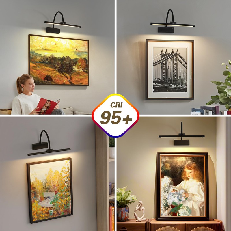 JOOSENLUX Wireless Picture Light - Battery Operated Black Wall Light
