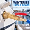 Brass RV Winterizing Blowout Adapter with Shutoff Valve, 1/4 Inch
