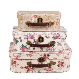 Sass & Belle Set of 3 Retro Vintage Storage Suitcases - Retro Vintage Rose Floral
