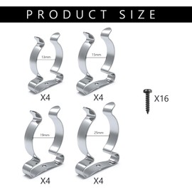 16 Pcs Tool Holder Garage Shed Storage Grip Tidies Wall Mounted,Tool Clips Storage,Tool Spring Terry Clips 13/16/ 19/ 25mm,Wall Mounted Tool Spring Terry Clips for Garages Sheds Yards Cupboards