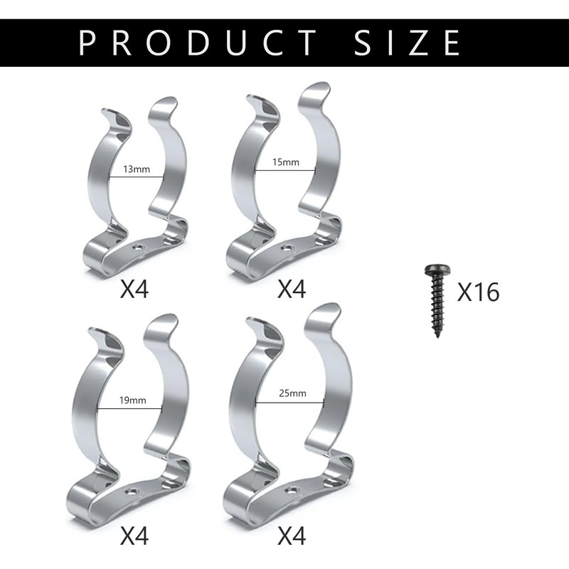 16 Pcs Tool Holder Garage Shed Storage Grip Tidies Wall