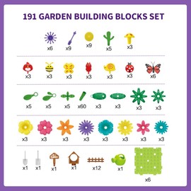 YANGUN 191Pcs Flower Garden Building Toys, FlowerGarden Building Toy Set, Build a GardenFlower Toy for Indoor &Outdoor, FlowerBuilding Toys for 3-7 Year Old Kids