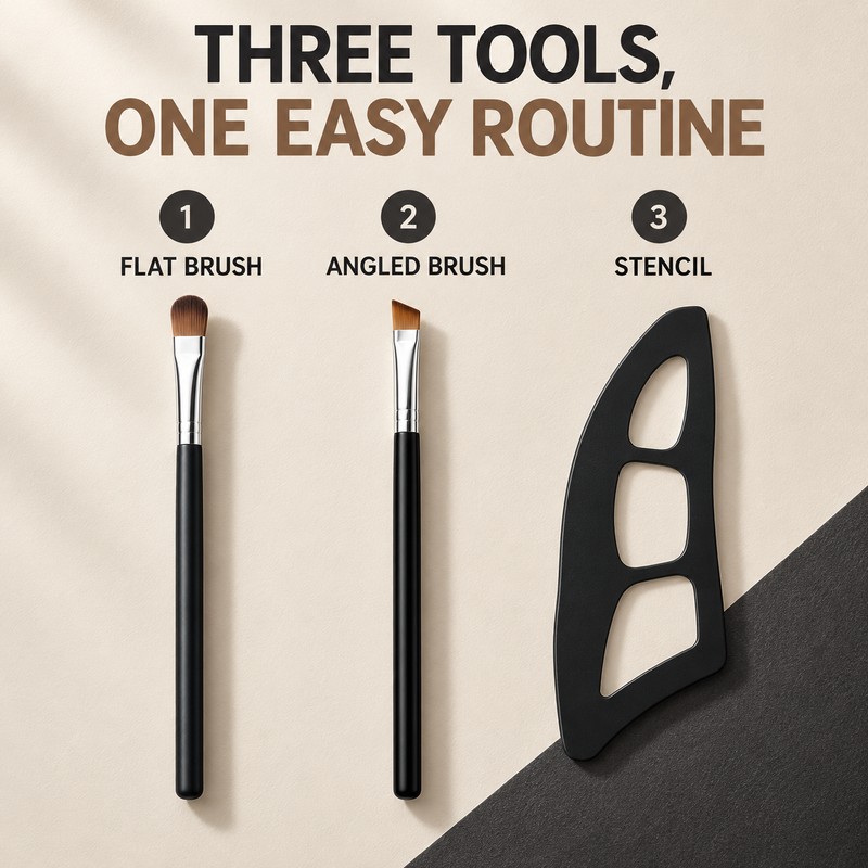 3-Piece Eye Makeup Template Kit with 2 Eyeshadow Brushes and
