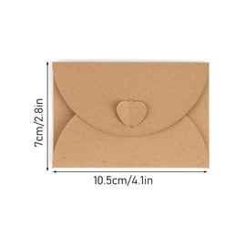 SJBAUTYO Mini Envelopes with Heart Closure, 20 Mini Vintage Kraft Paper Envelopes, Mini Kraft Paper Envelopes, with 20 Blank Paper Cards, for Gift Cards, DIY Graffiti