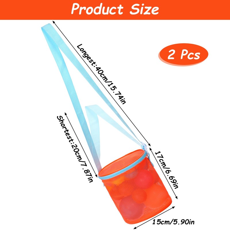 Amabro 2Pcs Sea Shell Bags for Beach, Mesh Seashell Holder