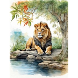 TOSTOG Lion Diamond Painting, 5D Diamond Painting Kits Pictures for Adults, DIY Diamond Painting Picture Set, 30 x 40 cm for Wall Decoration