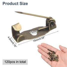 sourcing map 120 Pcs Safety Bar Pin 15mm Bronze Brooch Clasp Pins Backing Locking Pin Badge Backs with Hole for DIY Crafts Name Tags Badges Corsage Making Jewelry Making