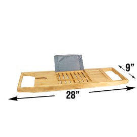 Bamboo Bathtub Caddy with Extendable Design and Non-Slip Silicone Grips