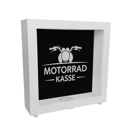 Motorcycle cash register frame money box made of wood for biker fans, funny money box for motorcycle enthusiasts