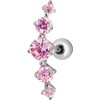 Forbidden Body Jewelry 16g 6mm Surgical Steel 5-Gem Curved Pink