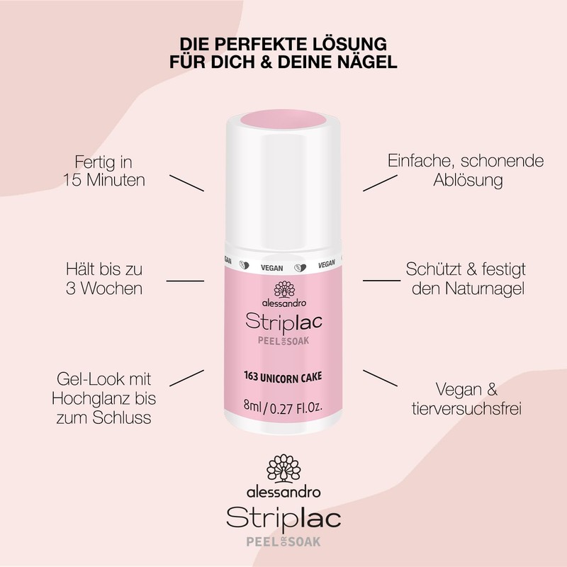 alessandro Striplac Peel or Soak Vegan Unicorn Cake LED Nail