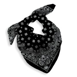 1 Pack Black Bandana for Women Men Gift Packaging - Mens Handkerchiefs Cotton Large - Cowgirl Cowboy Paisley Scarf Headband Neckerchief - Mens Gifts for Christmas