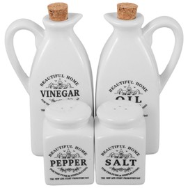 Luxshiny Vinegar Dispenser Oil and Vinegar Dispenser Set 4pcs Japanese Style Salt and Pepper Holder Cruet Condiment Pot