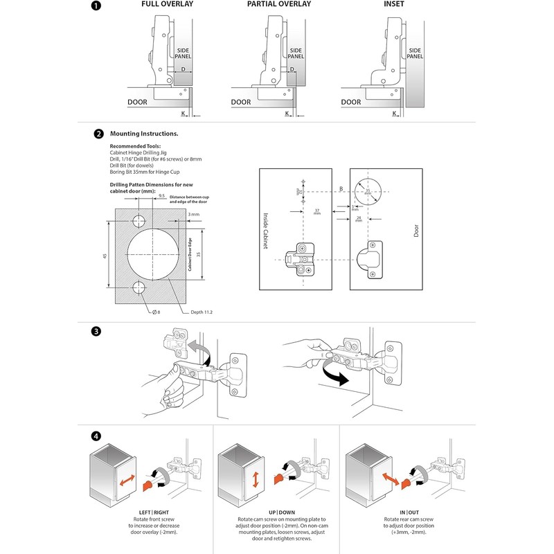 DecoBasics Full Overlay European Soft Close Cabinet Hinges for Kitchen
