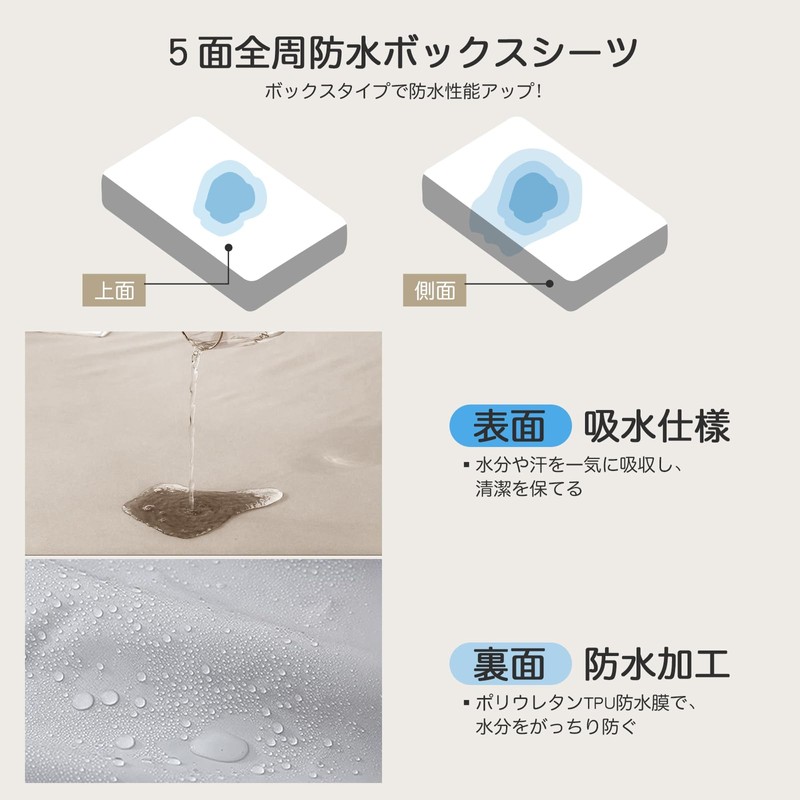 PRETYDAY Fitted Sheet, Waterproof Sheet, High Density Fabric, Mattress Cover,