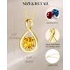 FANCIME Citrine Necklace November Birthstone Yellow Gold Plated Sterling Silver