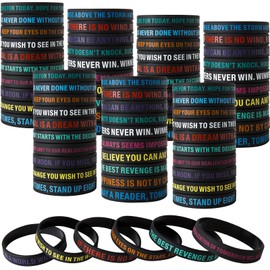 Inspirational Quote Bracelets - 100 Pcs, Motivational Silicone Wristbands for Fitness, Sports, Team Building - 20 Styles - Perfect Inspirational Gifts for Men, Women and Students